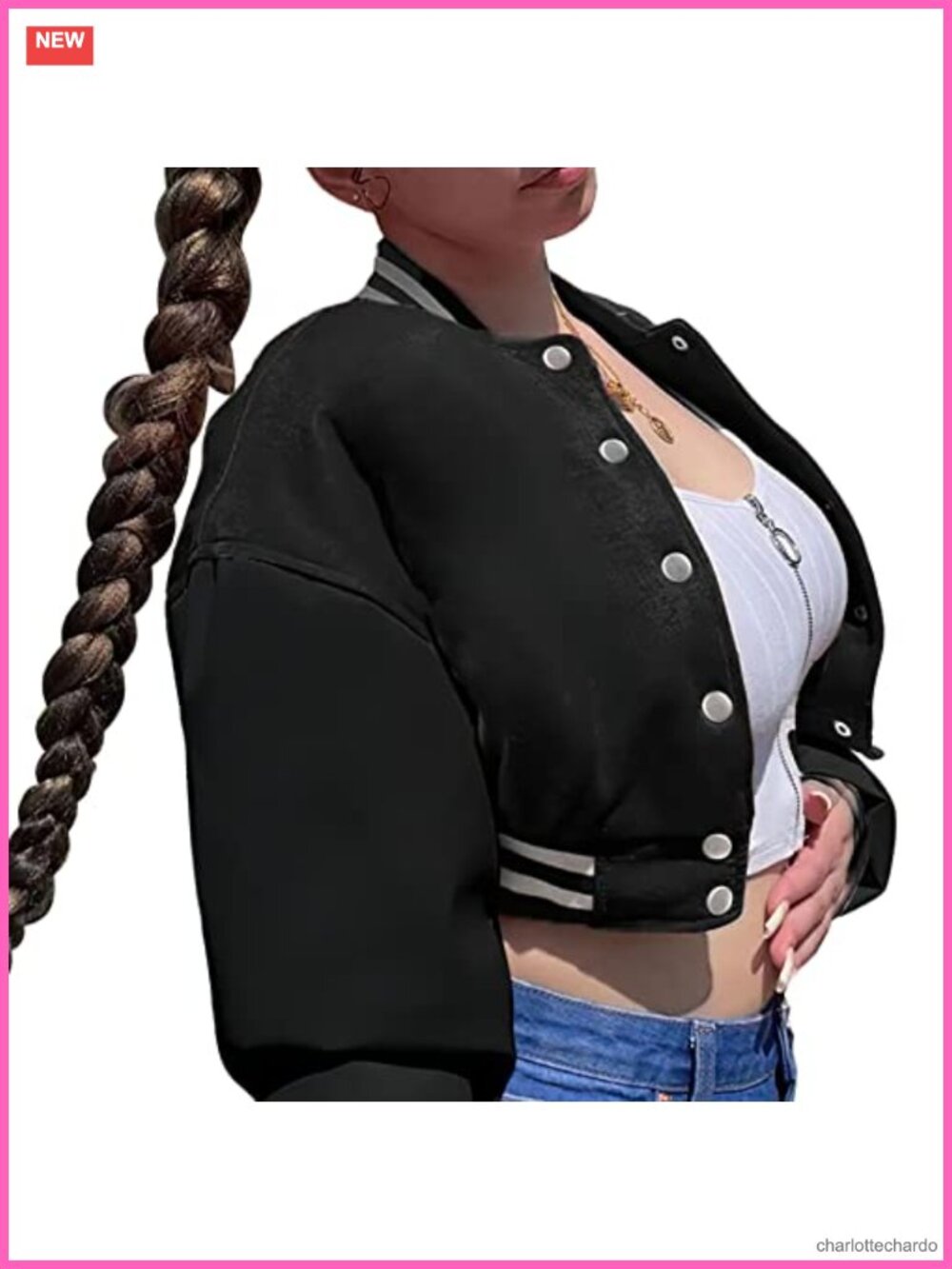 Women's Cropped Faux Leather Varsity Baseball Jacket Color Block